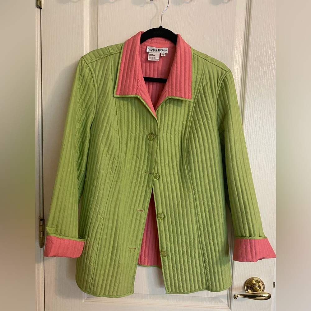 Chic Green and Pink Women's Blazer